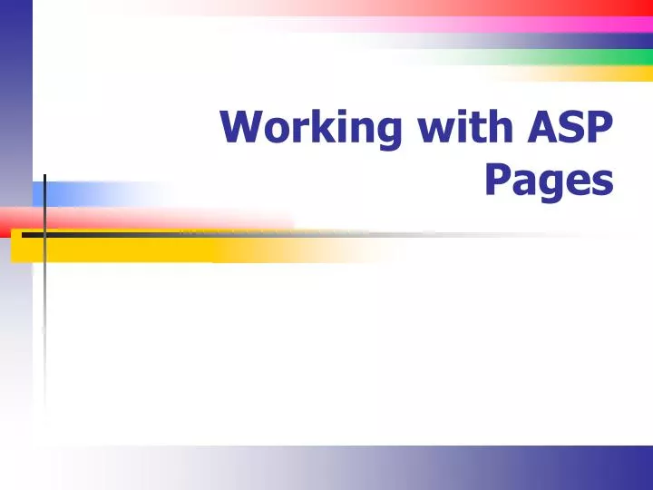 working with asp pages