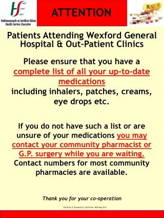 Patients Attending Wexford General Hospital &amp; Out-Patient Clinics