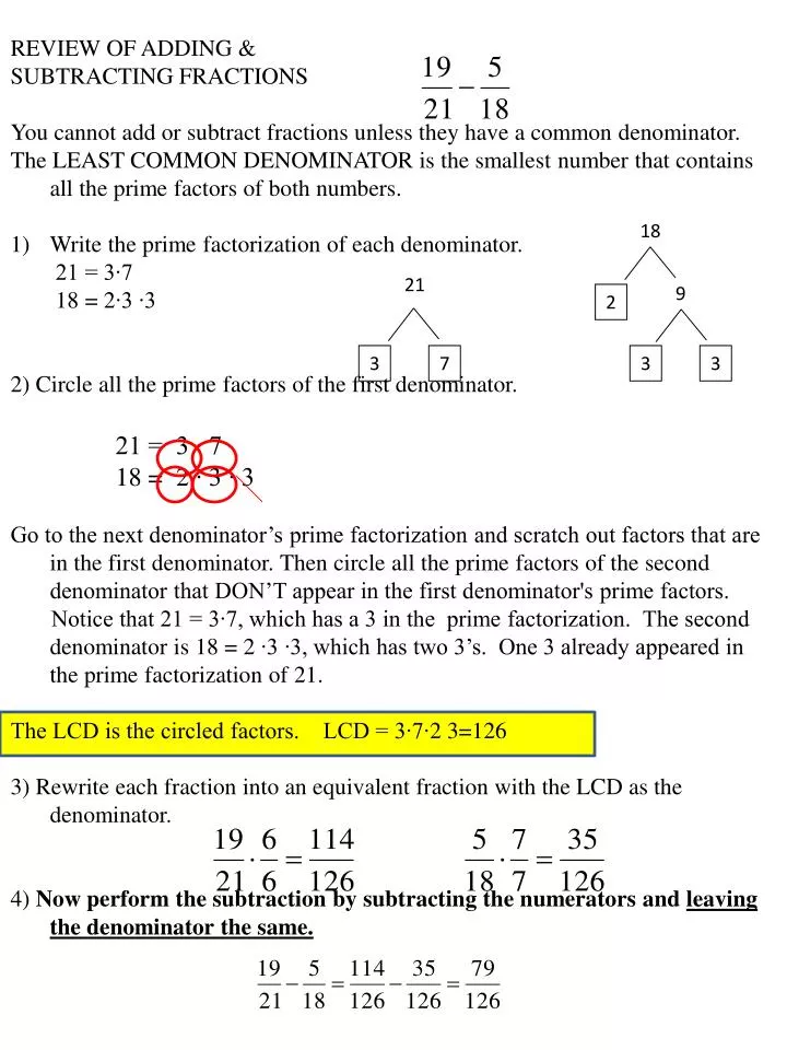 PPT - REVIEW OF ADDING & SUBTRACTING FRACTIONS PowerPoint Presentation ...