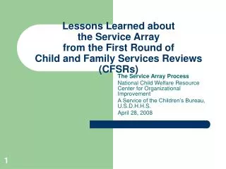 The Service Array Process National Child Welfare Resource Center for Organizational Improvement