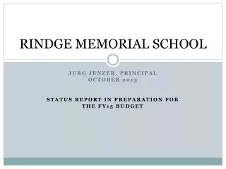 RINDGE MEMORIAL SCHOOL