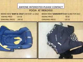 ANYONE INTERESTED PLEASE CONTACT POOJA AT 98062450