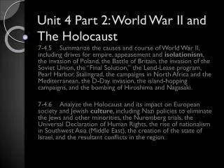 Unit 4 Part 2: World War II and The Holocaust