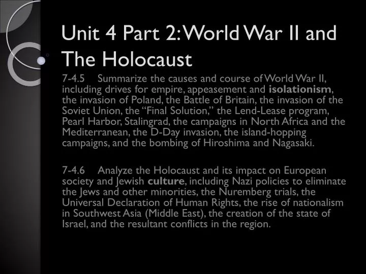 unit 4 part 2 world war ii and the holocaust