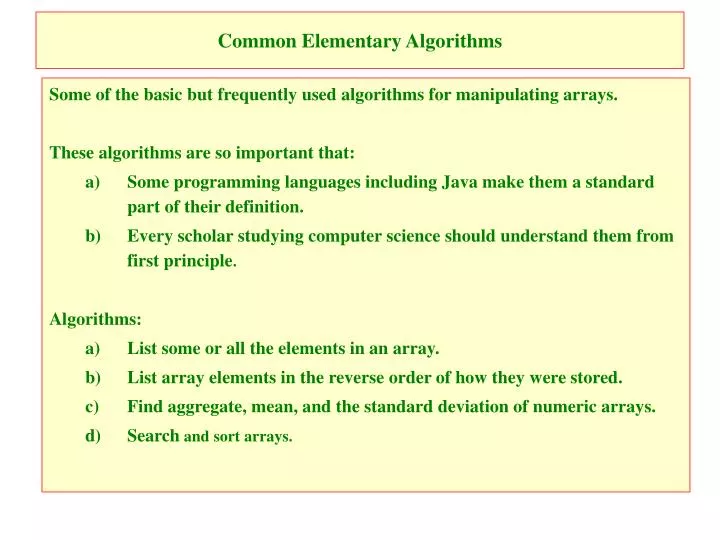 common elementary algorithms