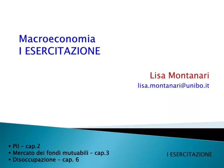 macroeconomia i esercitazione