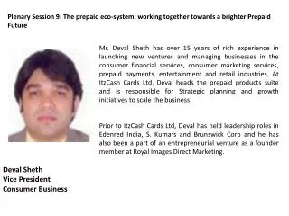 Deval Sheth Vice President Consumer Business