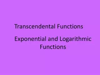 Transcendental Functions