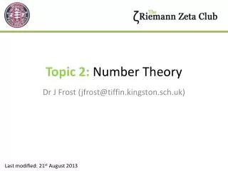 Topic 2: Number Theory