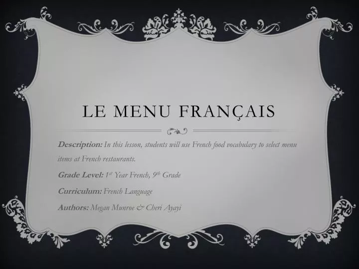 le menu fran ais