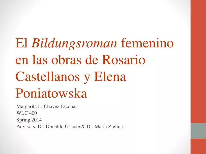 el bildungsroman femenino en las obras de rosario castellanos y elena poniatowska