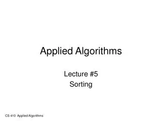 Applied Algorithms