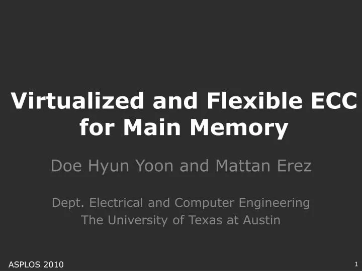 virtualized and flexible ecc for main memory