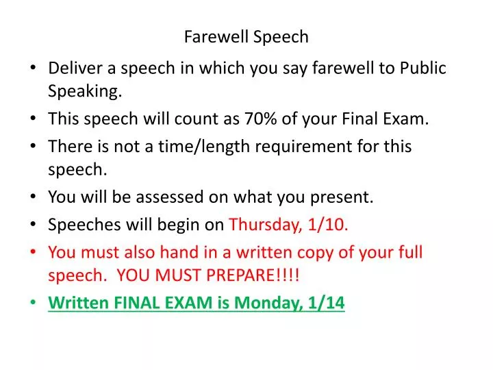 farewell speech