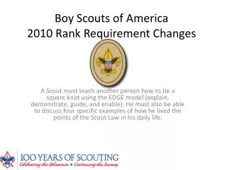 Boy Scouts of America 2010 Rank Requirement Changes