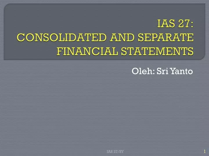 ias 27 consolidated and separate financial statements