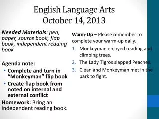 English Language Arts October 14, 2013