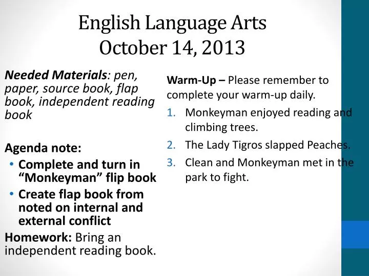 english language arts october 14 2013