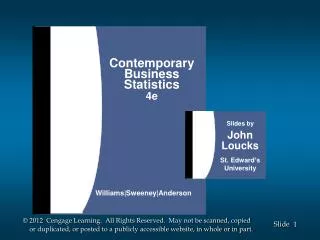 Contemporary Business Statistics 4e Williams|Sweeney|Anderson