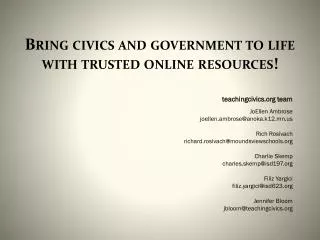 Bring civics and government to life with trusted online resources!