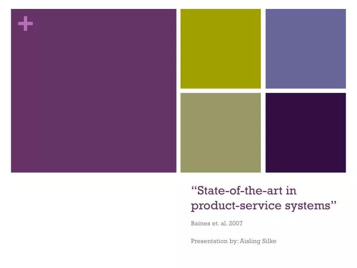 state of the art in product service systems