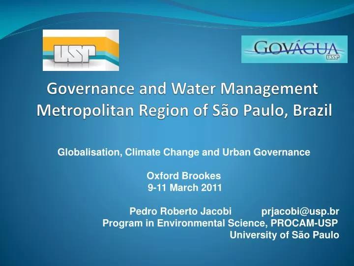 governance and water management m etropolitan region of s o paulo brazil