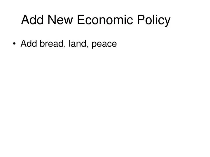 add new economic policy