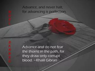 Advance, and never halt, for advancing is perfection.