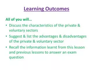 learning outcomes