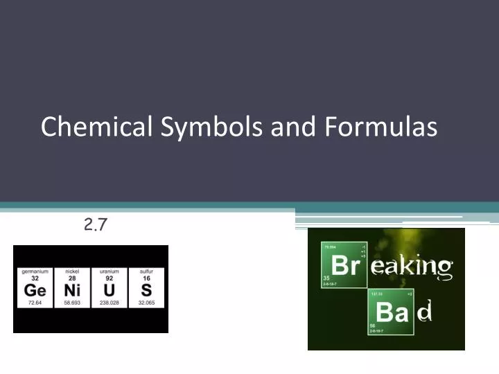 chemical symbols and formulas