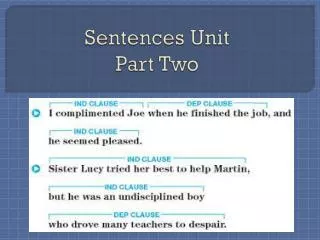 Sentences Unit Part Two