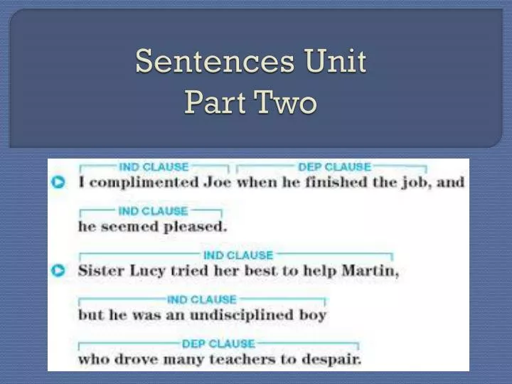 sentences unit part two