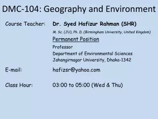 DMC-104: Geography and Environment