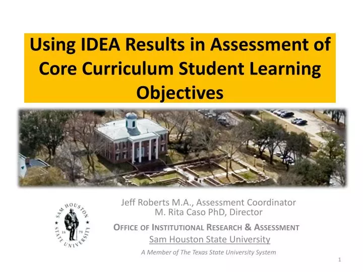 using idea results in assessment of core curriculum student learning objectives