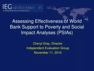 Assessing Effectiveness of World Bank Support to Poverty and Social Impact Analyses (PSIAs)
