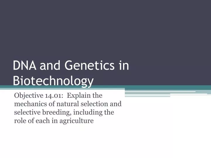 dna and genetics in biotechnology