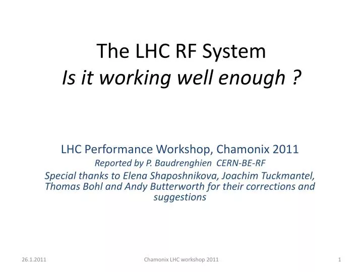 the lhc rf system is it working well enough