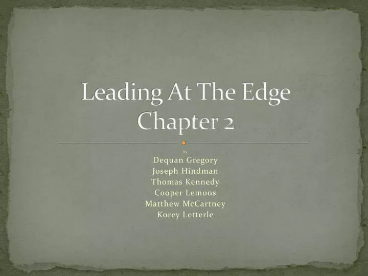 leading at the edge chapter 2