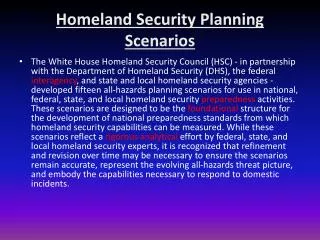 Homeland Security Planning Scenarios