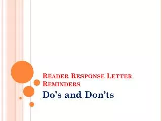 Reader Response Letter Reminders