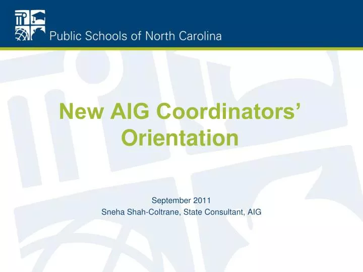 new aig coordinators orientation