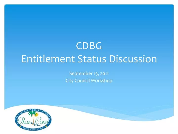 cdbg entitlement status discussion