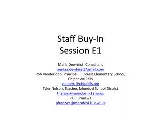 Staff Buy-In Session E1