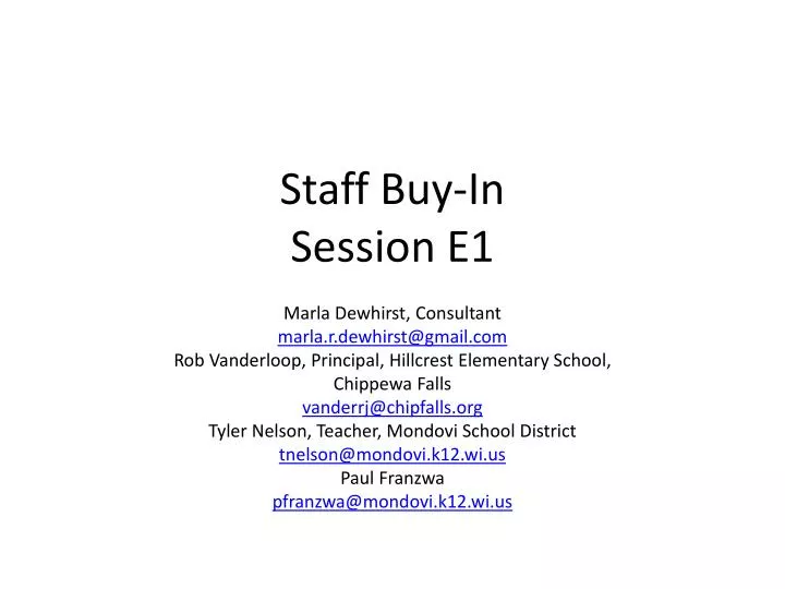 staff buy in session e1