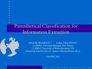 Parenthetical Classification for Information Extraction