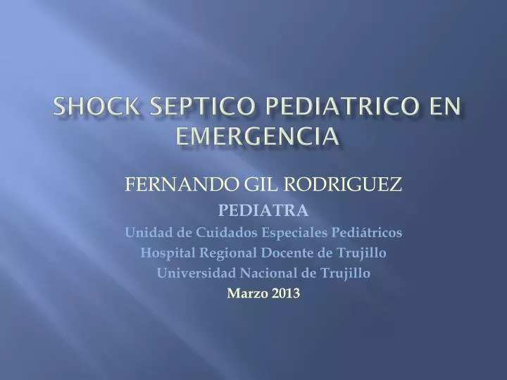 shock septico pediatrico en emergencia