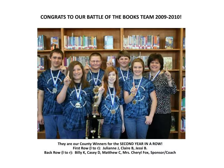 congrats to our battle of the books team 2009 2010