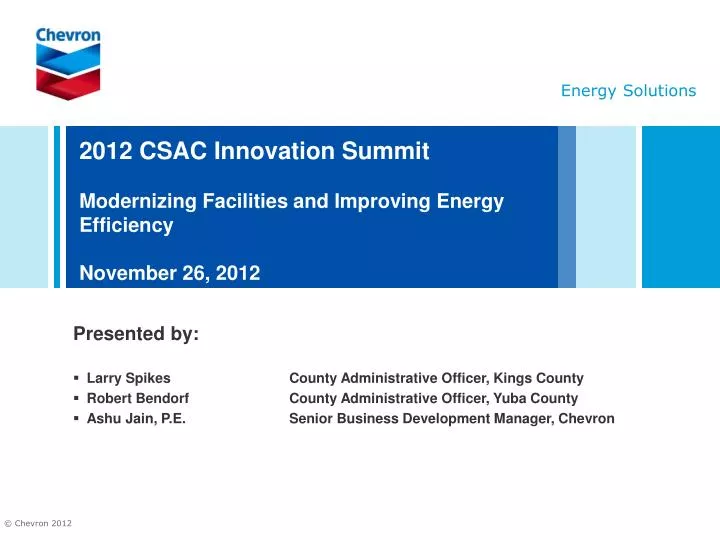 2012 csac innovation summit modernizing facilities and improving energy efficiency november 26 2012
