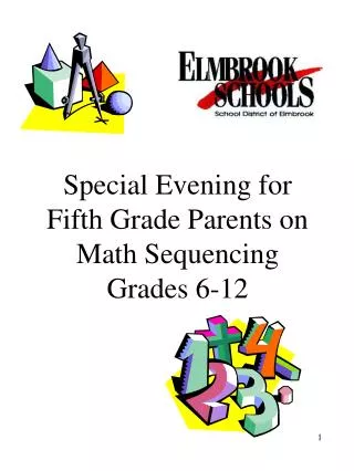 Special Evening for Fifth Grade Parents on Math Sequencing Grades 6-12