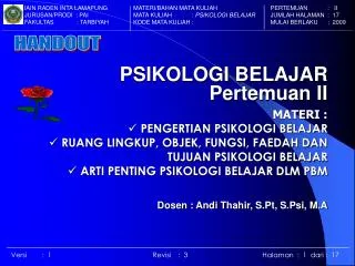 PPT - Psikologi Belajar PowerPoint Presentation, Free Download - ID:851862